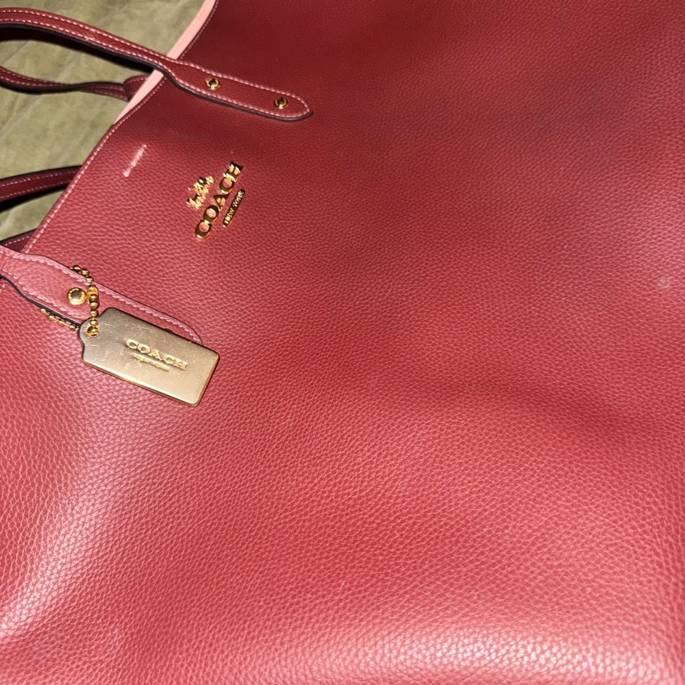 Coach Maroon Leather Tote Bag - Picture 2 of 6